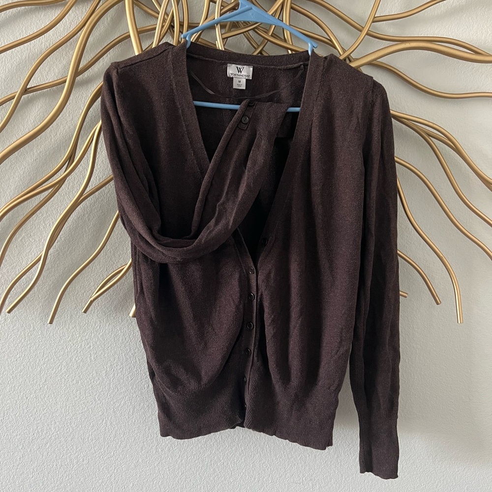 Worthington Brown Buttoned Cardigan- Medium